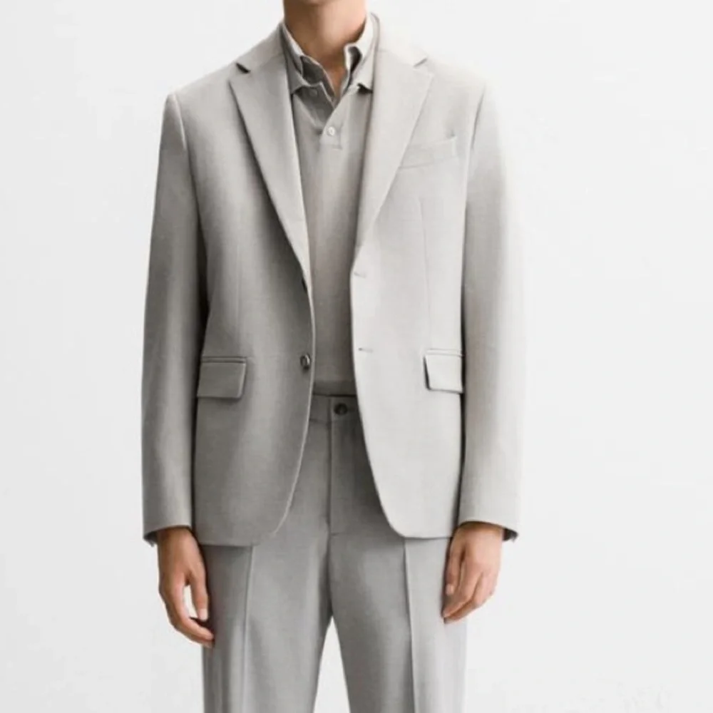 Zara Two Buttons Closure Linen Blend Gray Blazer size 42